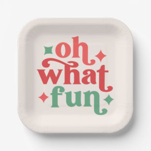 Assiettes En Carton Oh What Fun - Festive Holiday Typographie