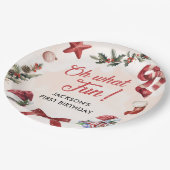 Assiettes En Carton Oh What Fun Noël Première fête d'anniversaire (Angle)