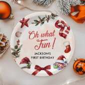 Assiettes En Carton Oh What Fun Noël Première fête d'anniversaire