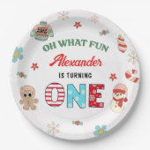 Assiettes En Carton Oh What Fun Winter Noël 1er Anniversaire (Devant)