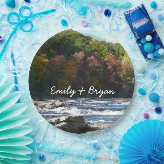 Assiettes En Carton Ohiopyle River Rapids à l'automne Pennsylvanie Aut (Fête)