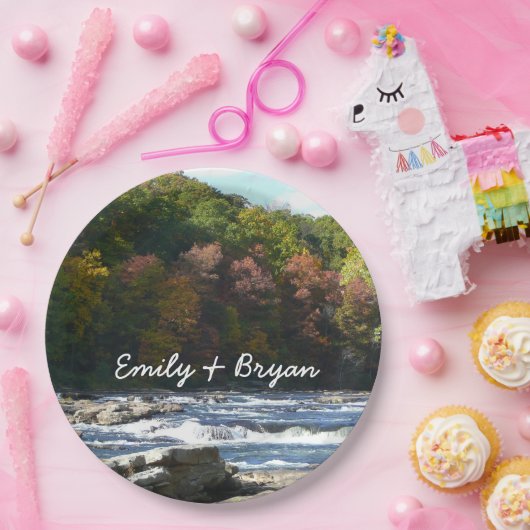 Assiettes En Carton Ohiopyle River Rapids à l'automne Pennsylvanie Aut (Fête)