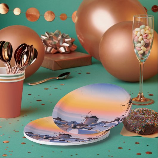 Assiettes En Carton Oia, Santorin (Multi)