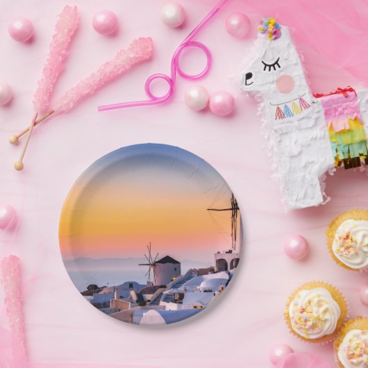 Assiettes En Carton Oia, Santorin (Fête)