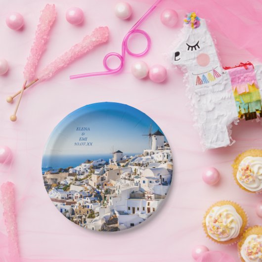 Assiettes En Carton Oia Santorini (Fête)