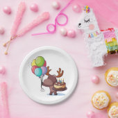 Assiettes En Carton Oie avec ballon et gâteau (Fête)