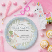 Assiettes En Carton Oie bête bleue En vichy floraison (Fête)