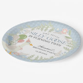 Assiettes En Carton Oie bête bleue En vichy floraison (Angle)