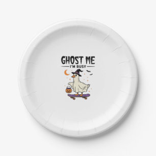Assiettes En Carton Oie d'Halloween Ghost Me Je suis occupé Skateboard
