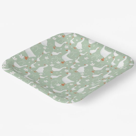 Assiettes En Carton Oie et arcs vert (Angulaire)