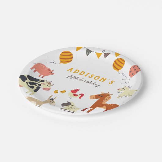 Assiettes En Carton Oink Baa Quack Moo Farm Animals Birthday Party (Angle)