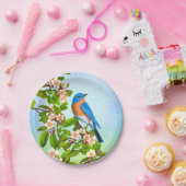Assiettes En Carton Oiseau bleu oriental dans des plaques à papier de (Fête)
