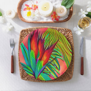 Assiettes En Carton Oiseau coloré de Fleur Paradise