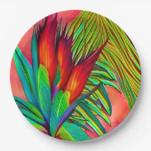 Assiettes En Carton Oiseau coloré de Fleur Paradise (Devant)