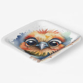 Assiettes En Carton Oiseau d'aquarelle sur un mur (Angulaire)