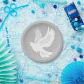 Assiettes En Carton Oiseau de colombe blanche gris (Fête)