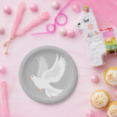 Assiettes En Carton Oiseau de colombe blanche gris (Fête)