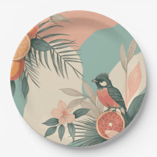 Assiettes En Carton Oiseau de Humming Tropical