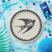 Assiettes En Carton Oiseau d'hirondelle d'antiquité de vol sur (Fête)