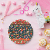 Assiettes En Carton Oiseau et fleurs Perse Motif bleu rouge (Fête)