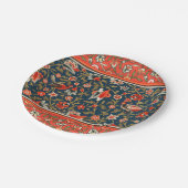Assiettes En Carton Oiseau et fleurs Perse Motif bleu rouge (Angle)