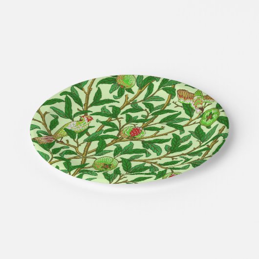 Assiettes En Carton Oiseau et grenade Art Nouveau, Vert citron (Angle)