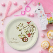 Assiettes En Carton Oiseau moderne sur arbre Joyeux Noël (Fête)