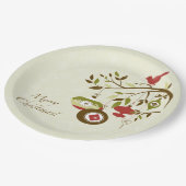Assiettes En Carton Oiseau moderne sur arbre Joyeux Noël (Angle)