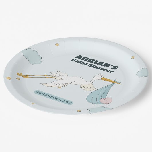 Assiettes En Carton Oiseau portant mignon enfant C'est un garçon Invit (Angle)