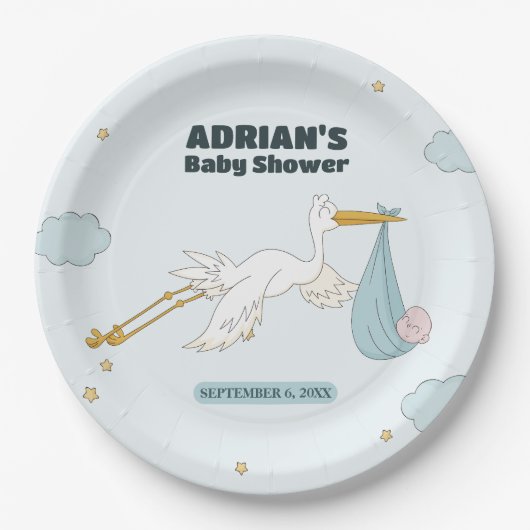 Assiettes En Carton Oiseau portant mignon enfant C'est un garçon Invit (Devant)