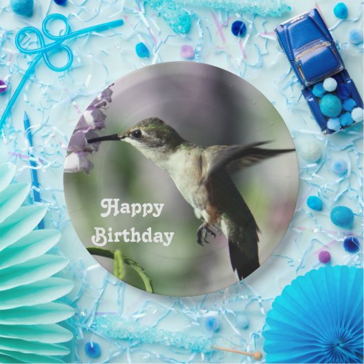 Assiettes En Carton Oiseau rose de la flore photo Anniversaire (Fête)