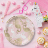 Assiettes En Carton Oiseau royal rose (Fête)