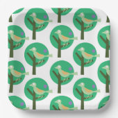 Assiettes En Carton Oiseau vert et arbre Motif Nature inspirée (Recto)