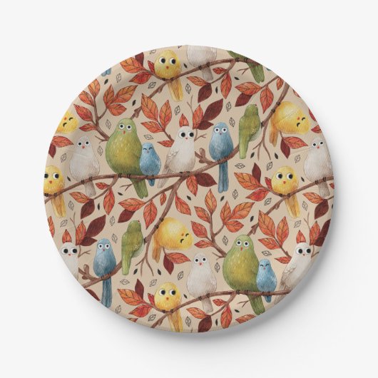 Assiettes En Carton Oiseaux Amusants (agrafage) (Devant)