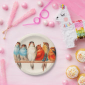 Assiettes En Carton Oiseaux Assis joliment et calmes (Fête)