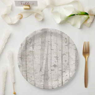 Assiettes En Carton Oiseaux blancs rustiques
