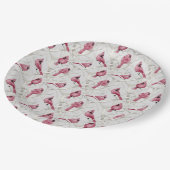 Assiettes En Carton Oiseaux Cardinaux De Noël Gris Et Rouge (Angle)
