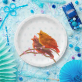 Assiettes En Carton Oiseaux cardinaux mignons et flocons de neige (Fête)