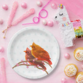 Assiettes En Carton Oiseaux cardinaux mignons et flocons de neige (Fête)