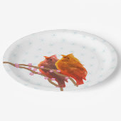 Assiettes En Carton Oiseaux cardinaux mignons et flocons de neige (Angle)