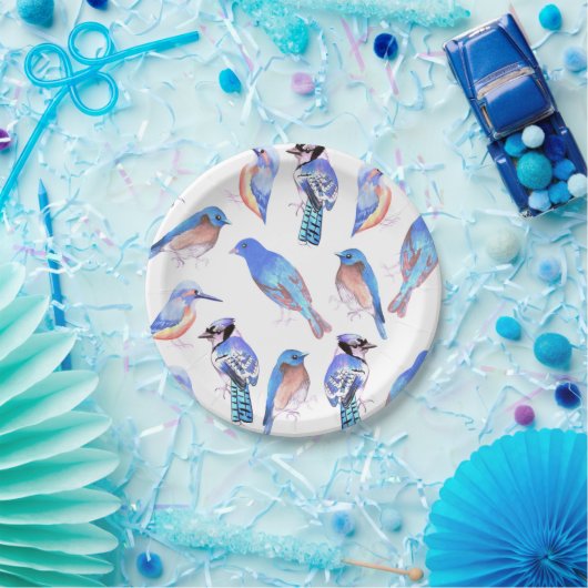 Assiettes En Carton Oiseaux dans les teintes et les nuances des amants (Fête)