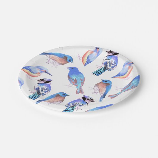 Assiettes En Carton Oiseaux dans les teintes et les nuances des amants (Angle)