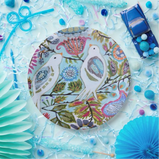 Assiettes En Carton Oiseaux de papier I (Fête)