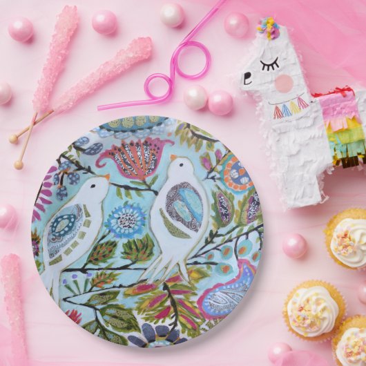 Assiettes En Carton Oiseaux de papier I (Fête)