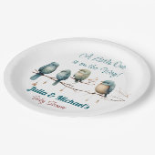 Assiettes En Carton Oiseaux de Whimsical sur Branches Baby shower Past (Angle)