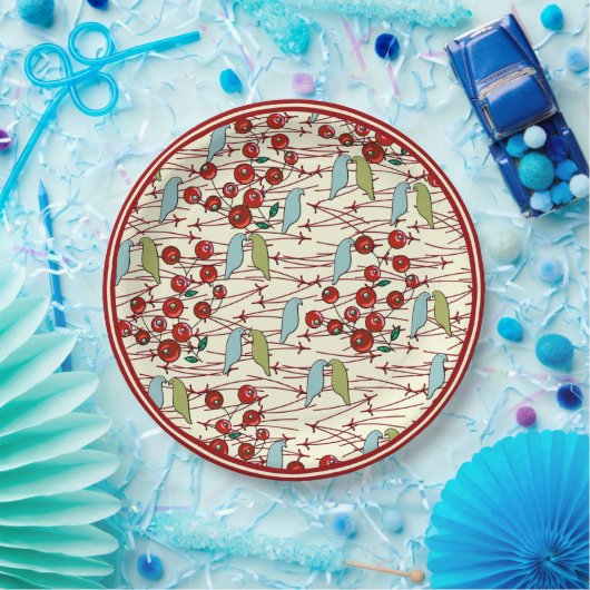 Assiettes En Carton Oiseaux d'hiver et baies (Fête)