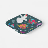 Assiettes En Carton Oiseaux d'hiver Jouer dans la neige avec Snowman (Angulaire)