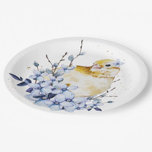 Assiettes En Carton Oiseaux et fleurs (Angle)