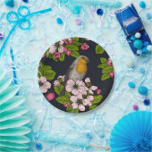 Assiettes En Carton Oiseaux et fleurs en noir (Fête)