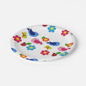 Assiettes En Carton Oiseaux et fleurs printemps (Angle)